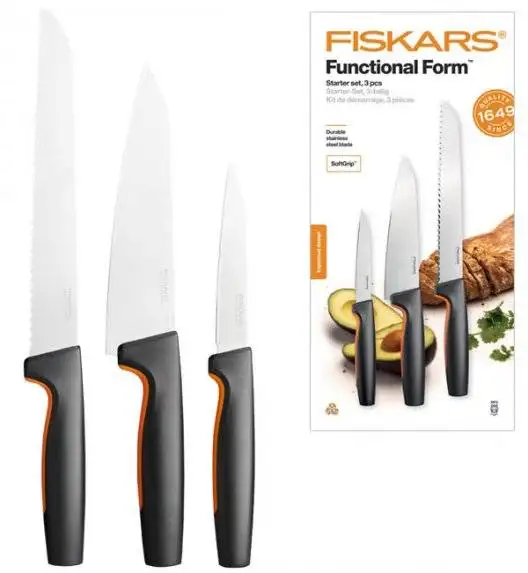 FISKARS FUNCTIONAL FORM 1057559+ 1057557 Komplet 5 noży kuchennych STARTER SET w pudełku / stal nierdzewna