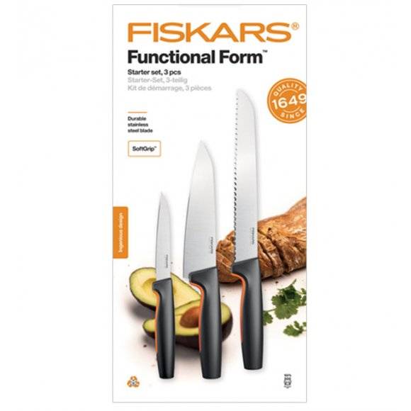 FISKARS FUNCTIONAL FORM 1057559+ 1057557 Komplet 5 noży kuchennych STARTER SET w pudełku / stal nierdzewna
