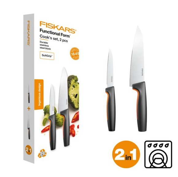 FISKARS FUNCTIONAL FORM 1057561+1057557 Komplet 5 noży kuchennych STARTER SET w pudełku / stal nierdzewna