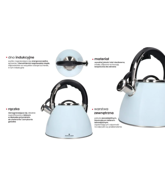 ZWIEGER PRACTI PLUS Czajnik 3 l / błękitny / stal nierdzewna AISI 304 / indukcja 