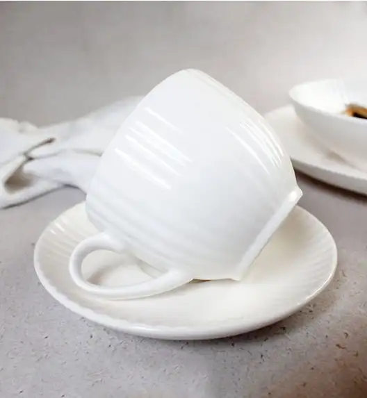 WYPRZEDAŻ! LUBIANA DAISY IVORY Ecru Zestaw 6 spodków do filiżanek / porcelana
