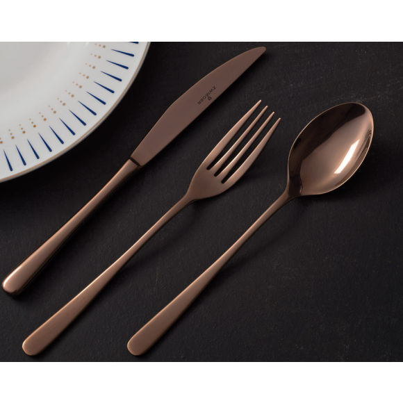 ZWIEGER VESPER COPPERY Sztućce komplet 48 elementów  dla 12 osób / miedziane