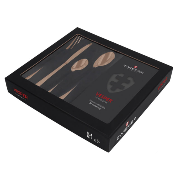 ZWIEGER VESPER COPPERY Sztućce komplet 48 elementów  dla 12 osób / miedziane