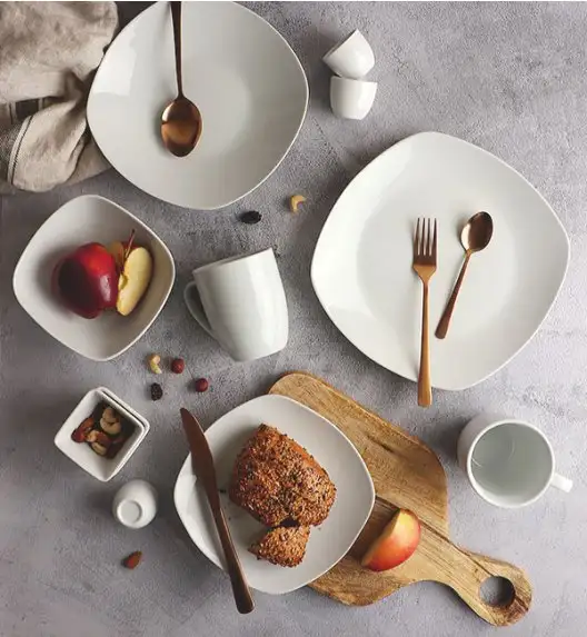 WYPRZEDAŻ! WATERSIDE SIMPLY WHITE Komplet 2 talerzy dla 1 osoby / porcelana