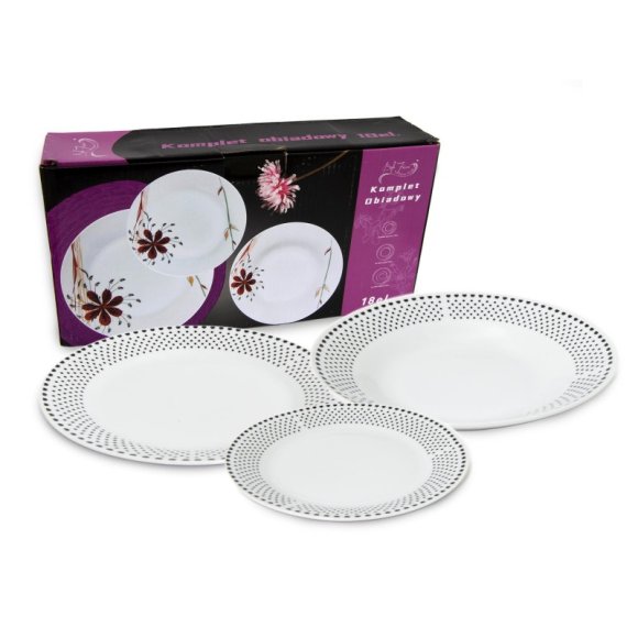 WYPRZEDAŻ! BELLA FIORE DOTS Komplet 6 talerzy dla 3 osób / porcelana