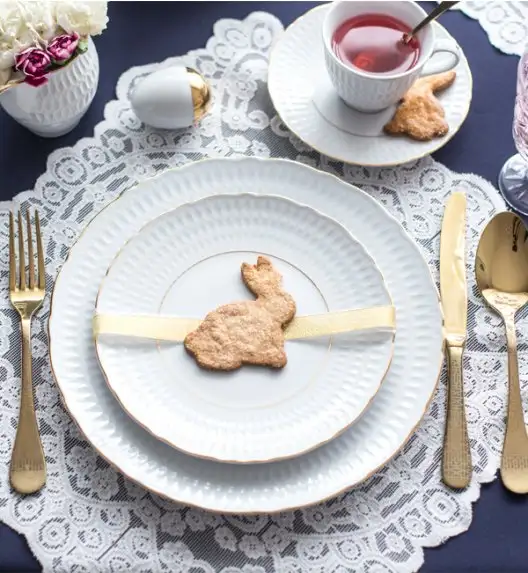 WYPRZEDAŻ! ĆMIELÓW SOFIA 3604 ZŁOTA LINIA Komplet 2 talerzy dla 1 osób / porcelana