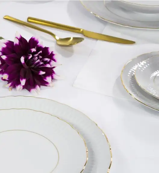 WYPRZEDAŻ! ĆMIELÓW SOFIA 3604 ZŁOTA LINIA Komplet 2 talerzy dla 1 osób / porcelana