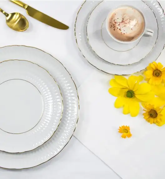WYPRZEDAŻ! ĆMIELÓW SOFIA 3604 ZŁOTA LINIA Komplet 2 talerzy dla 1 osób / porcelana