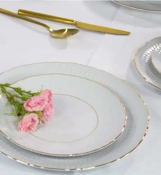WYPRZEDAŻ! ĆMIELÓW SOFIA 3604 ZŁOTA LINIA Komplet 2 talerzy dla 1 osób / porcelana