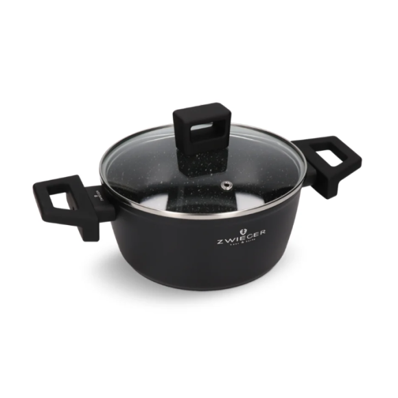 ZWIEGER FORTE Garnek 2 L z pokrywką 18 cm / czarny / aluminium