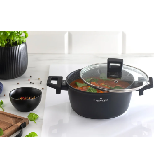 ZWIEGER FORTE Garnek 3 L z pokrywką 20 cm / czarny / aluminium