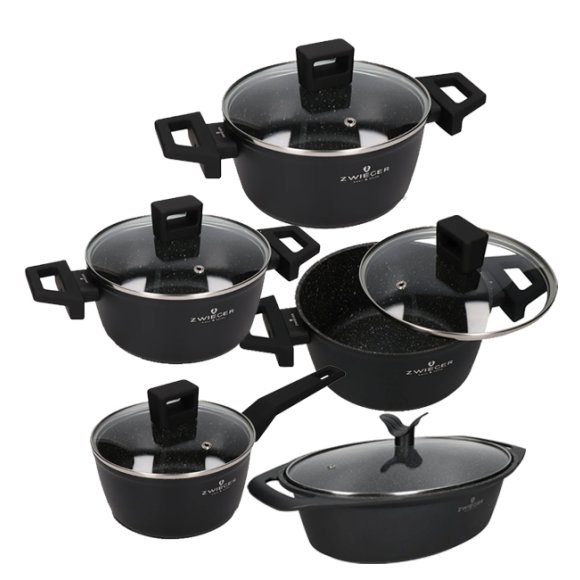 ZWIEGER FORTE Komplet garnków z pokrywkami 8 el /16, 18, 20, 24 cm + Brytfanna / aluminium