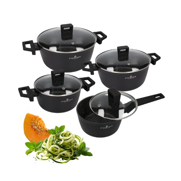 ZWIEGER FORTE Komplet garnków z pokrywkami 8 el /16, 18, 20, 24 cm/ aluminium