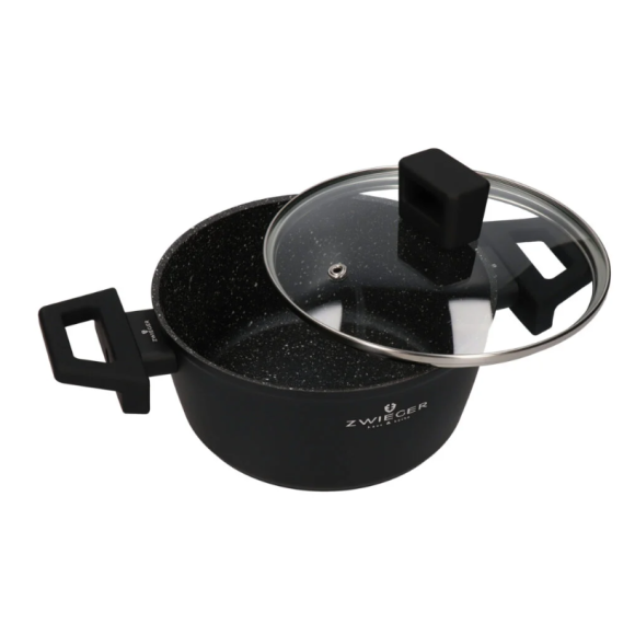 ZWIEGER FORTE Komplet garnków z pokrywkami 8 el /16, 18, 20, 24 cm + Patelnia 20, 24, 28 cm + Brytfanna VERON / aluminium