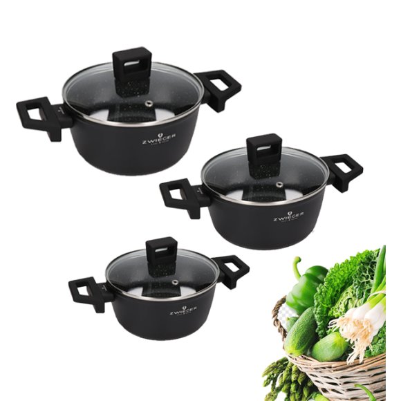 ZWIEGER FORTE Komplet garnków z pokrywkami 6 el /18, 20, 24 cm / aluminium