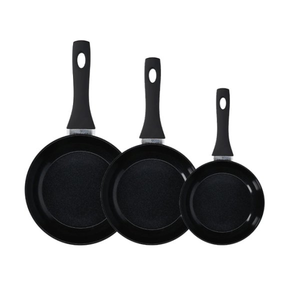 ZWIEGER ROCCA Komplet Patelnia 20, 24, 28 cm + pokrywki silikonowe | aluminium | powłoka ceramiczna | indukcja