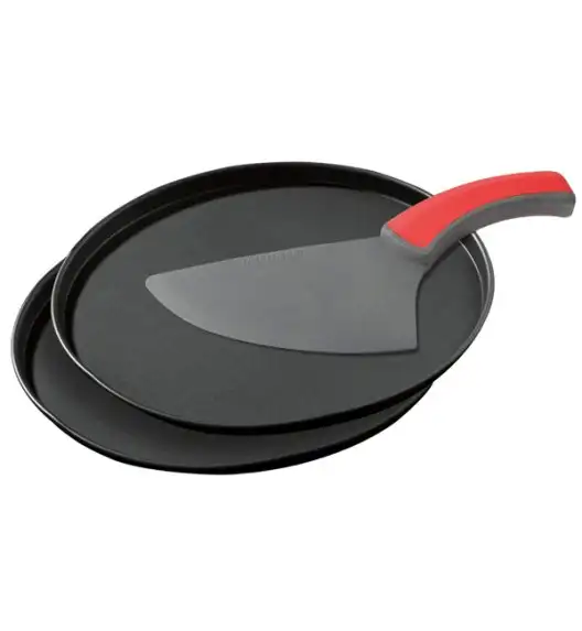 ZENKER Komplet 2 blach do pizzy 29 cm + nóż / stal / non-stick