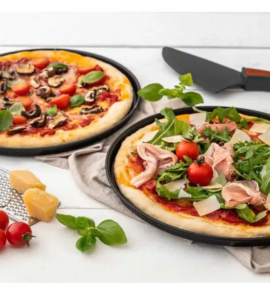 ZENKER Komplet 2 blach do pizzy 29 cm + nóż / stal / non-stick