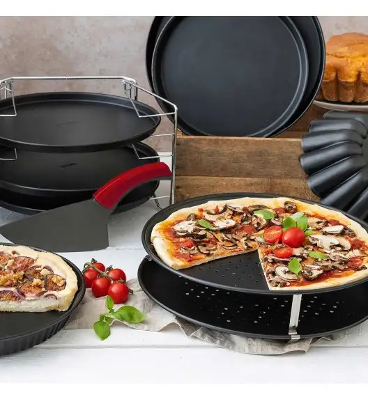 ZENKER Komplet 2 blach do pizzy 29 cm + nóż / stal / non-stick