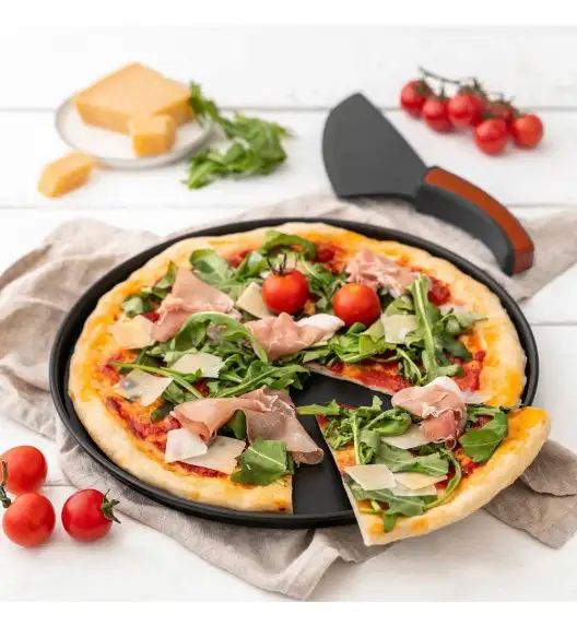 ZENKER Komplet 2 blach do pizzy 29 cm + nóż / stal / non-stick