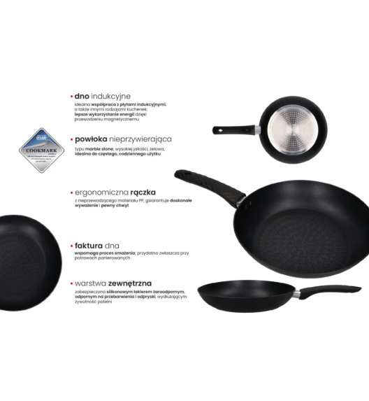 ZWIEGER LOVRO Komplet Patelnia 20, 24, 28 cm | aluminium | powłoka PFLUON indukcja