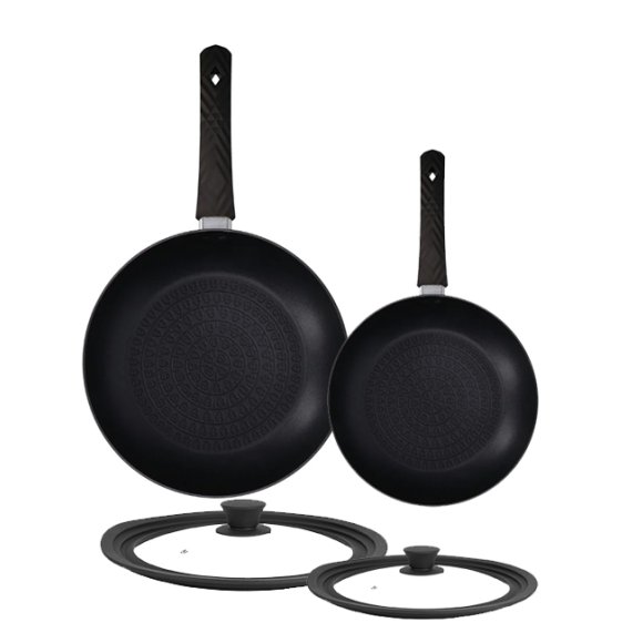 ZWIEGER LOVRO Komplet Patelnia 20, 28 cm+ pokrywki silikonowe | aluminium | powłoka PFLUON indukcja