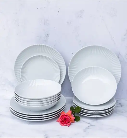 LUBIANA DAISY Serwis obiadowy 6 osób / 24 elementy | biała porcelana