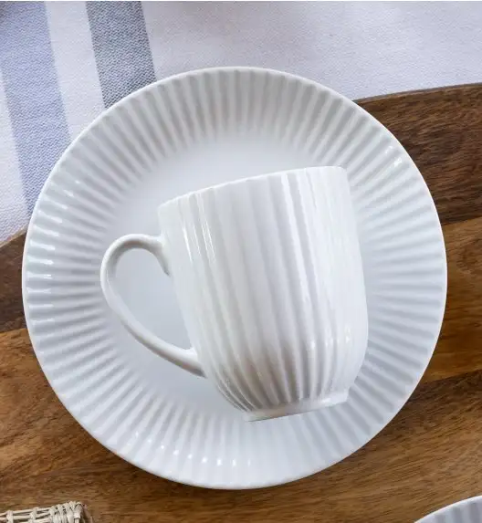 LUBIANA DAISY Serwis obiadowo - kawowy 12 osób / 76 elementów | biała porcelana