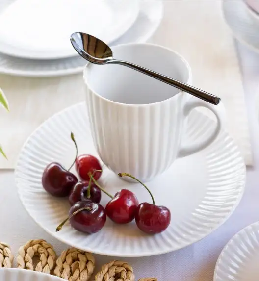 LUBIANA DAISY Serwis obiadowo - kawowy 12 osób / 76 elementów | biała porcelana