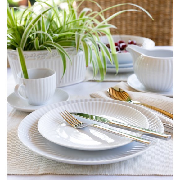 LUBIANA DAISY Serwis obiadowo - kawowy 18 osób / 112 elementów | biała porcelana
