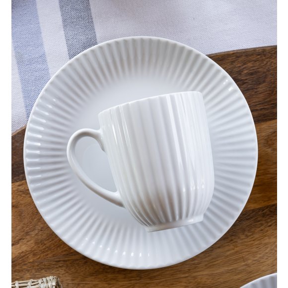 LUBIANA DAISY Serwis obiadowo - kawowy 18 osób / 112 elementów | biała porcelana