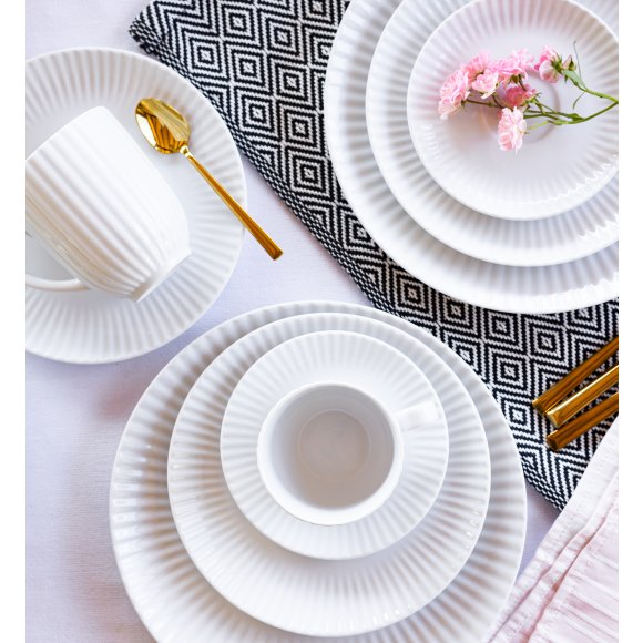 LUBIANA DAISY Serwis obiadowo - kawowy 18 osób / 112 elementów | biała porcelana