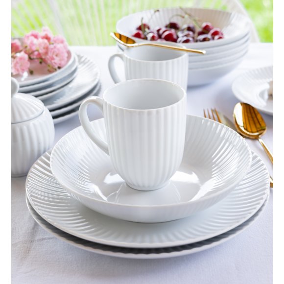 LUBIANA DAISY Serwis obiadowo - kawowy 18 osób / 112 elementów | biała porcelana