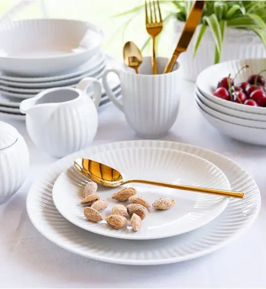 LUBIANA DAISY Serwis obiadowo - kawowy 6 osób / 46 elementów | biała porcelana