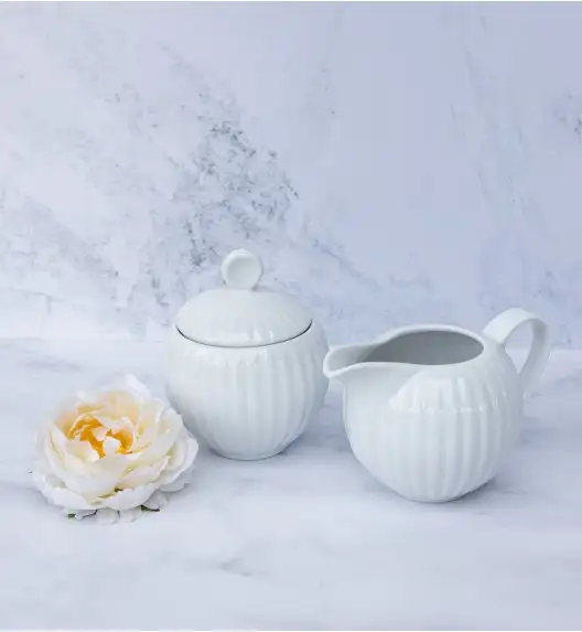 LUBIANA DAISY Serwis obiadowo - kawowy 18 osób / 130 elementów | biała porcelana