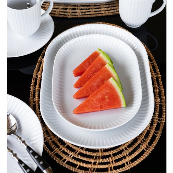 LUBIANA DAISY Komplet 3 półmisów owalnych 28, 33, 36 cm | biała porcelana