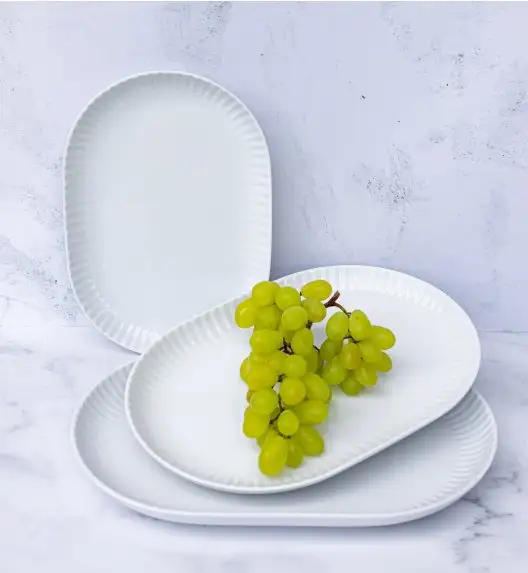 LUBIANA DAISY Komplet 3 półmisów owalnych 28, 33, 36 cm | biała porcelana