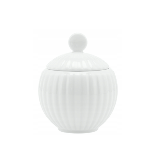 LUBIANA DAISY Komplet cukiernica 250 ml z pokrywką + mlecznik 300 ml | biała porcelana 