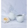 LUBIANA DAISY Komplet cukiernica 250 ml z pokrywką + mlecznik 300 ml | biała porcelana 