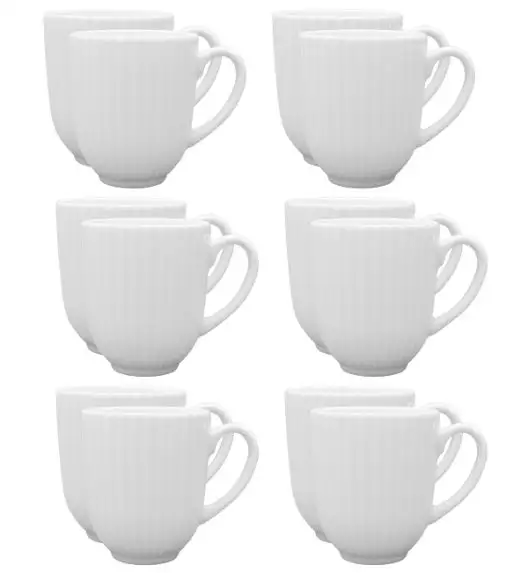 LUBIANA DAISY Komplet 12 kubków 350 ml | biała porcelana