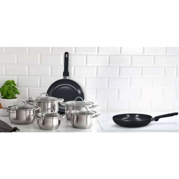 ZWIEGER VIRTU Komplet Patelnia 20, 24, 28 cm +pokrywki silikonowe | aluminium | powłoka ceramiczna | indukcja