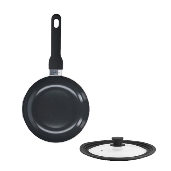 ZWIEGER VIRTU Komplet Patelnia 28 cm + pokrywka silikonowa 24/26/28 cm | aluminium | powłoka ceramiczna | indukcja