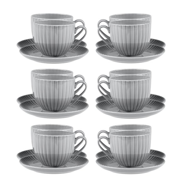 LUBIANA DAISY CLOUD K1 Komplet 12x Filiżanka 200 ml + spodek 14,5 cm  / szary