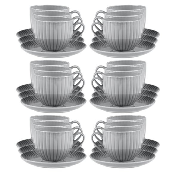 LUBIANA DAISY CLOUD K1 Komplet 18x Filiżanka 200 ml + spodek 14,5 cm  / szary