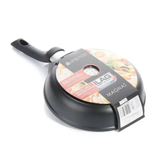 AMBITION MAGNAT Patelnia z pokrywką / Ø 20 cm / aluminium, szkło