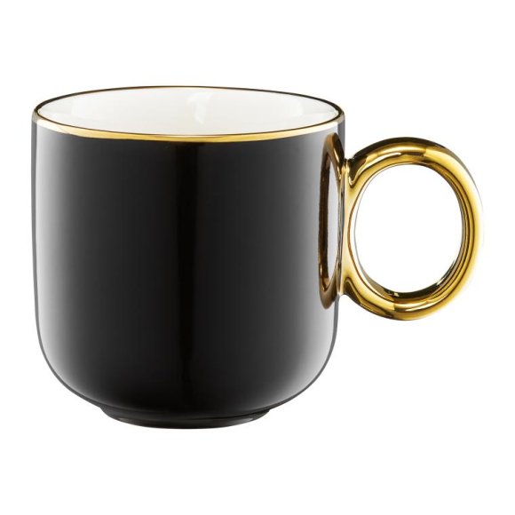 AMBITION ROYAL Kubek 380 ml / czarny ze złotym zdobieniem 