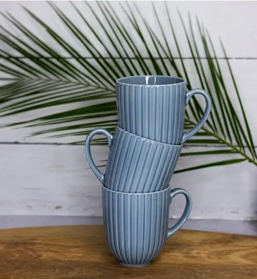 LUBIANA DAISY SEASIDE K9 Komplet 18 kubków 350 ml / szaro - niebieski