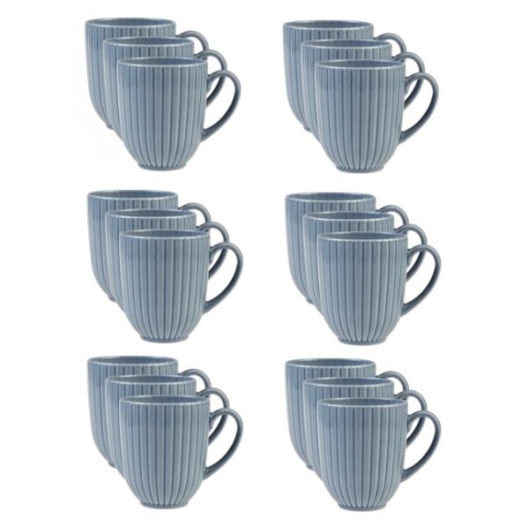 LUBIANA DAISY SEASIDE K9 Komplet 18 kubków 350 ml / szaro - niebieski