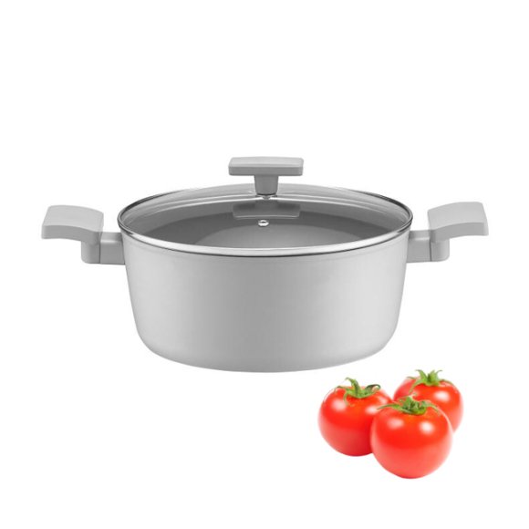 AMBITION GRIS Garnek z pokrywką 20 cm / 2,2 l / aluminium / z powłoką Qualum Basic