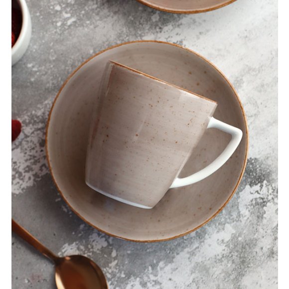 WYPRZEDAŻ! LUBIANA BOSS 6630T Spodek do filiżanki 200 ml / brązowy / porcelana ręcznie malowana